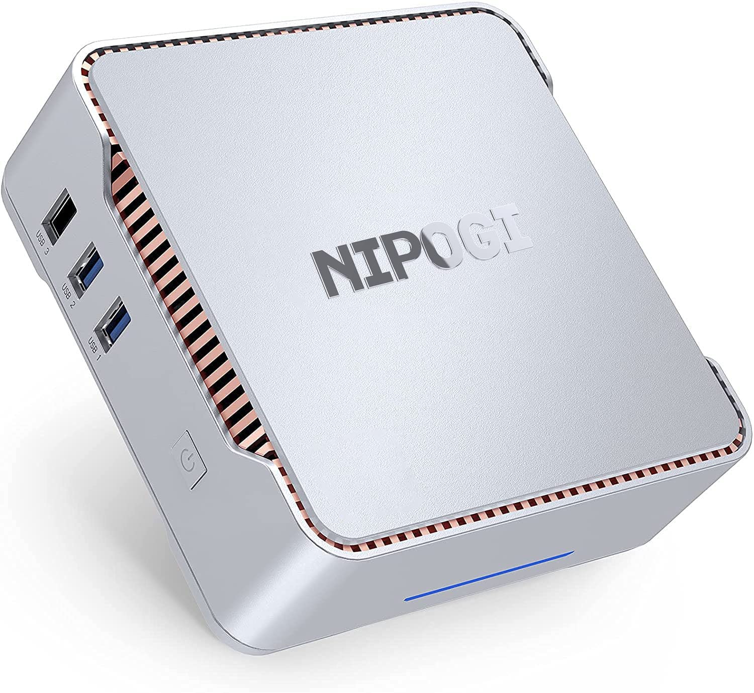  NiPoGi Mini PC Fanless, Intel Celeron N5100 (Up to 2.8 GHz), 8  GB RAM, 256 GB M.2 SSD, Windows 11 Pro Mini Computer, Unterstützt  2,5-Zoll-SSD, WiFi 5, B.T 4.2, HDMI+VGA 4K