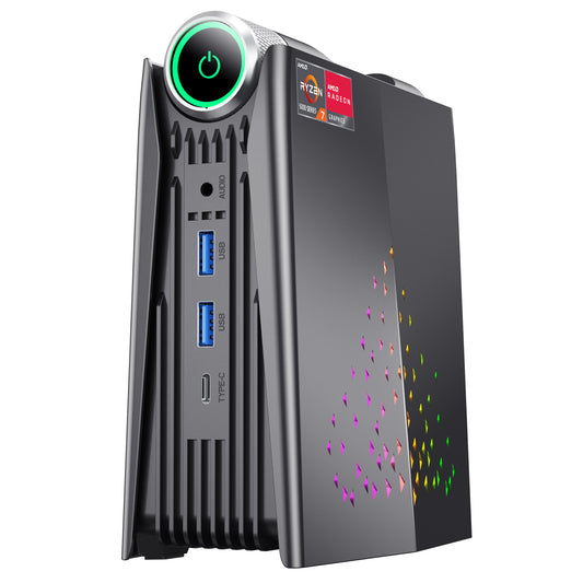 KAMRUI Mini Gaming PC AMD Ryzen 7 5800U Windows 11 Pro with 16GB RAM 512GB SSD, Small Gaming Desktop Computer, Micro AMR5 3 Mode PERF Switch, RGB Light, Upgrade Capacity, 4K UHD, Type-C, WiFi6/BT5.2