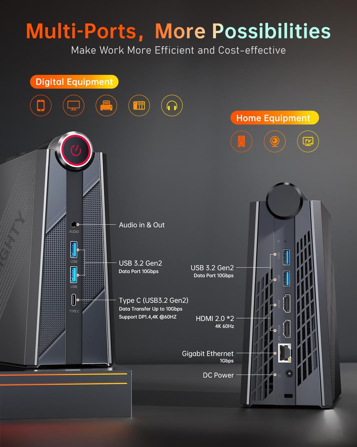 KAMRUI Intel Core i7-12650H Mini Gaming PC, 32GB DDR4 Dual Channel 512GB M.2 NVME SSD, Desktop Tower Computer with 4K Triple Display, Type C, WiFi 6, BT 5.2 Mini Desktop Computer