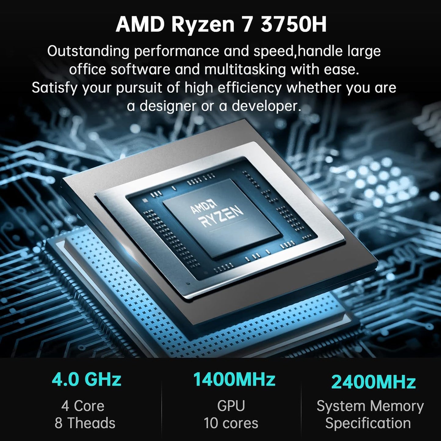 KAMRUI AMD Ryzen 7 3750H Mini PC, Windows 11 Pro 16GB RAM 512 GB SSD Micro Desktop Computers, Radeon RX Vega 10 Graphics, DP 4K Dual Screen, Small Form Factor for Office, Video Editing, Light Gaming