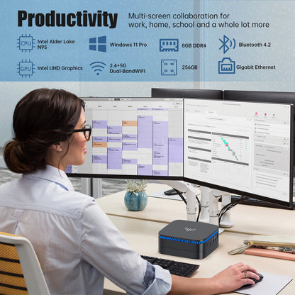 KAMRUI Mini PC Windows 11 Pro with Intel 12th Gen Alder Lake N95 (Up to 3.4GHz), Small Computer 8GB DDR4 256GB SSD Support 4K UHD, LAN, WiFi/BT, IOT Micro Desktop for Business, Office, Home Server