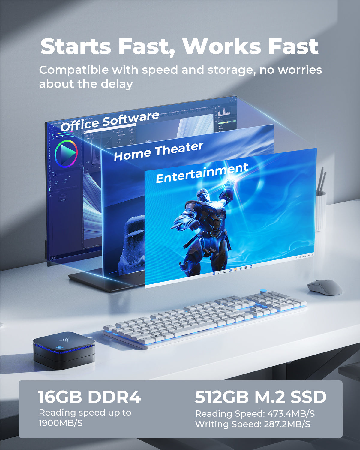 KAMRUI Mini PC, 12th Intel Alder Lake- N95 up to 3.4 GHz,16GB RAM+512GB M.2 SSD, Windows 11 Pro Mini Computer,Support 2.5" SATA SSD,WiFi 2.4G/5G,Bluetooth4.2,Triple Display,4K Reliable Office Small PC