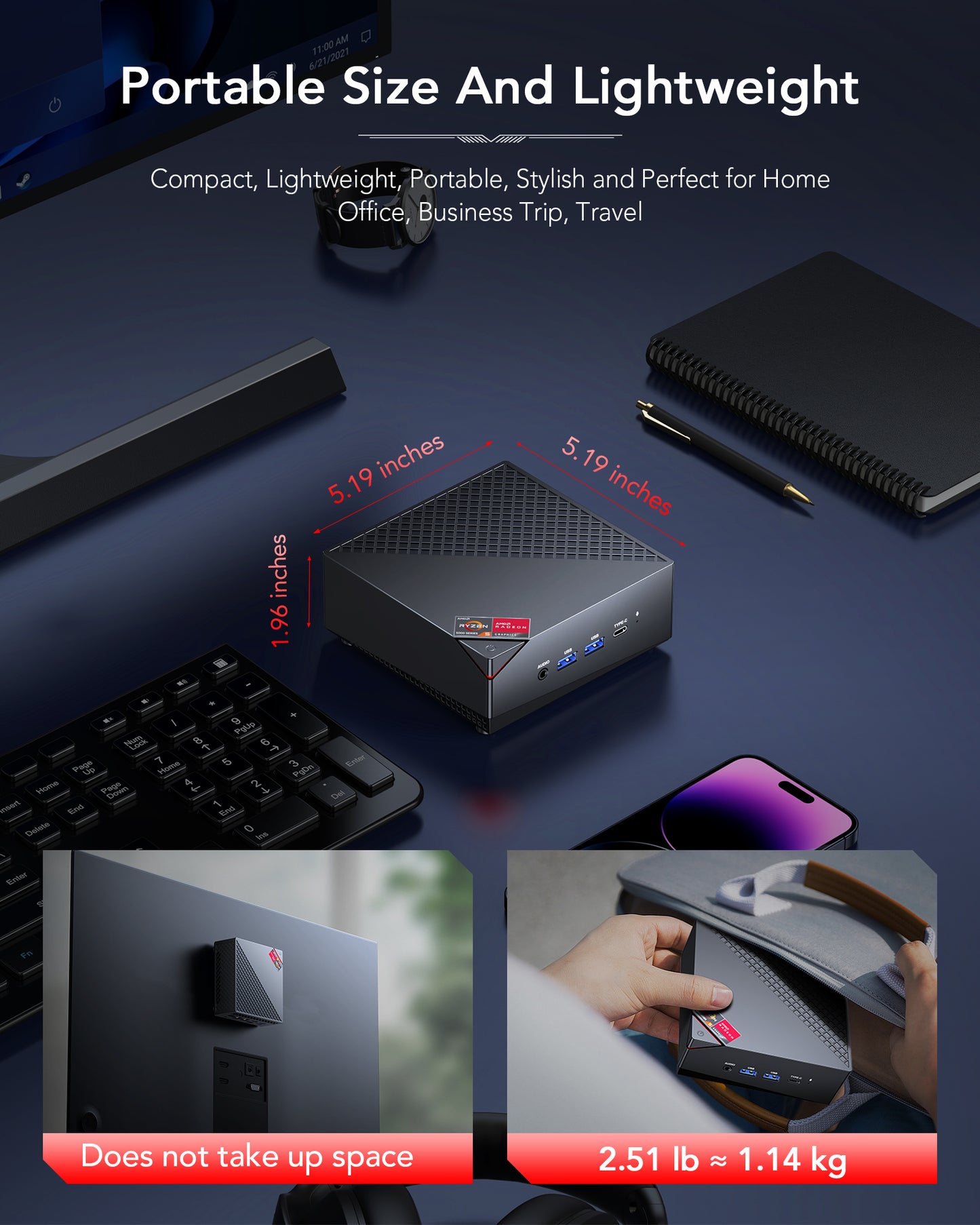 KAMRUI Mini PC, AMD Ryzen 7 5800U Mini PC(8C/16T, Up to 4.4GHz), 32GB DDR4 512GB SSD Mini Computers, Dual LAN Mini PC Support 4K@60Hz Triple Display WiFi6/BT5.2/DP1.4/HDMI2.0/USB3.2 Mini PC