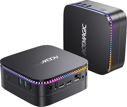 ACEMAGIC AK1PLUS Mini PC RGB,Intel Alder Lake-Ν95 (hasta 3,4 GHz), 16GB DDR4 512GB M.2 2280 SSD,Mini Ordenador De Sobremesa,4K UHD,WiFi de Doble Banda,Business Mini Computadora