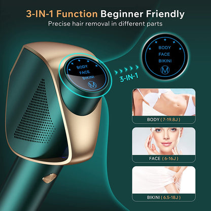 AMINZER IPL Devices Hair Removal Laser with 999,900 Light Pulses 9 Energy Levels and 3 Extended Functions HR/SC/RA Permanent Painless Hair Removal Device for Men and Women