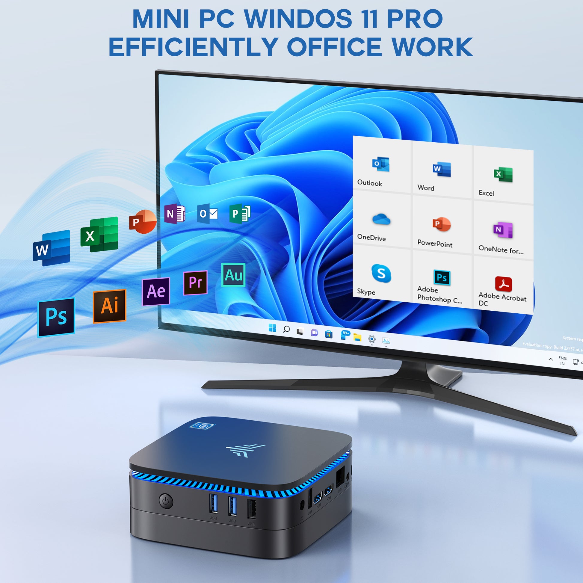 KAMRUI Mini PC 16GB RAM, AK1Plus Mini Computer Windows 11 Pro with Int