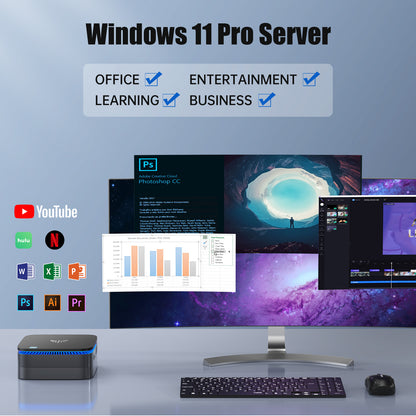 KAMRUI Mini PC Windows 11 Pro with Intel 12th Gen Alder Lake N95 (Up to 3.4GHz), Small Computer 8GB DDR4 256GB SSD Support 4K UHD, LAN, WiFi/BT, IOT Micro Desktop for Business, Office, Home Server