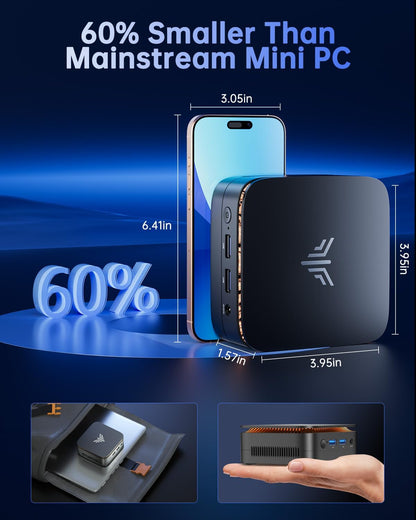 KAMRUI Essenx E1 Mini PC, Windows 11 Pro, Intel Twin Lake- N150 up to 3.6 GHz(Beat N100), Min Desktop Computer 8GB DDR4 256GB M.2 SSD, Small PC Desktop 2.4G/ 5.0G WiFi, BT, 4K, Business, Home, Office