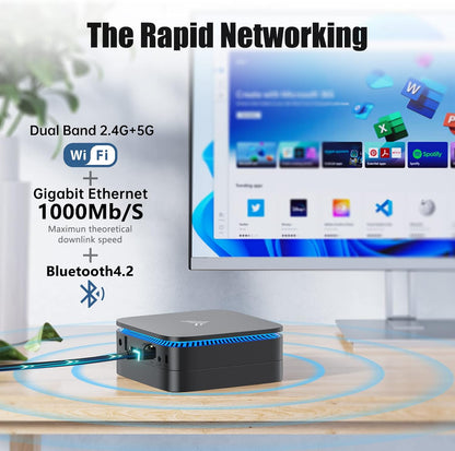 KAMRUI Mini PC, 12th Gen N100(up to 3.4GHz) 16GB RAM 512GB SSD, Dual 4K Display Mini Computer, Micro PC with WiFi/BT4.2 for Business/Home/Office