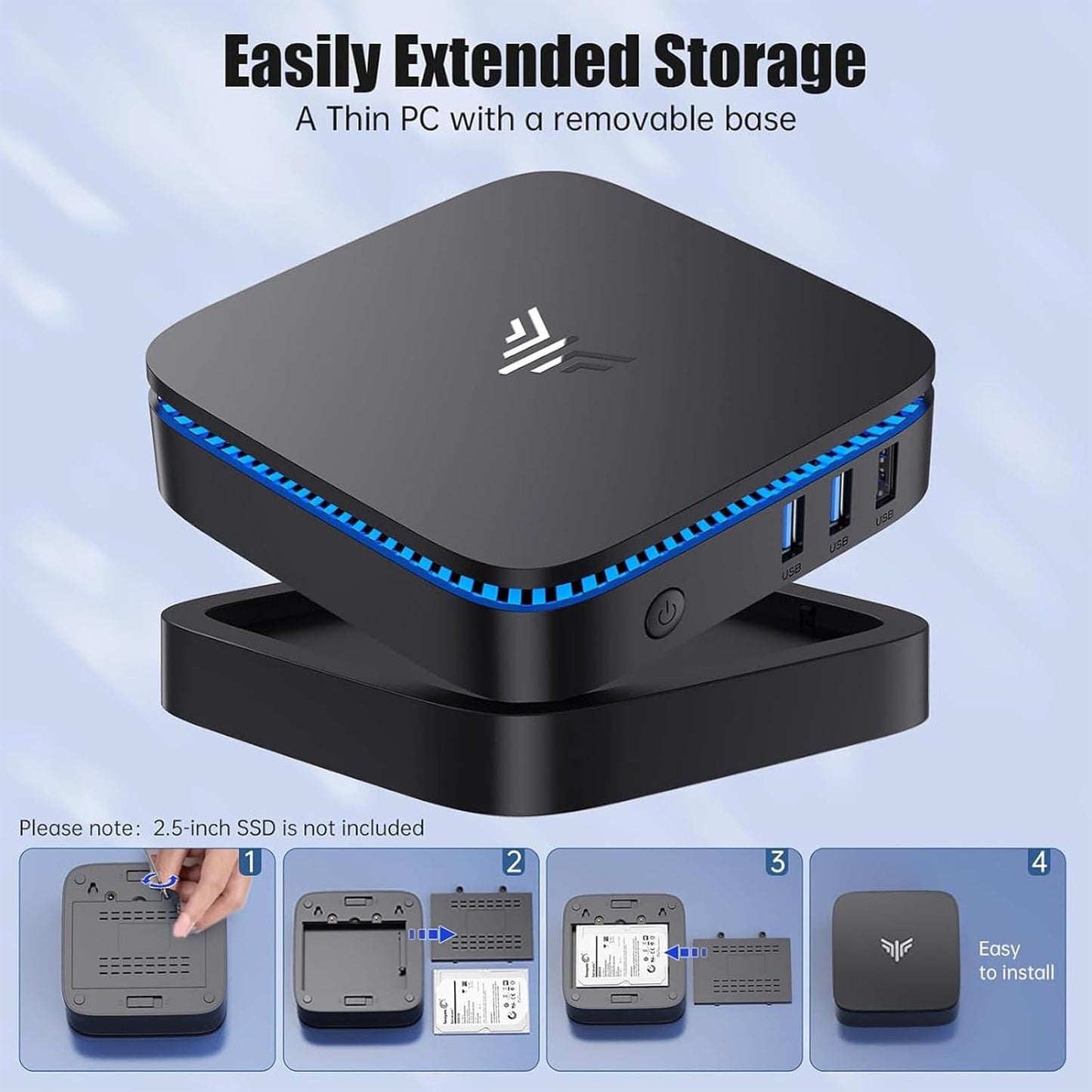 KAMRUI Mini PC, 12th Gen N100(up to 3.4GHz) 16GB RAM 512GB SSD, Dual 4K Display Mini Computer, Micro PC with WiFi/BT4.2 for Business/Home/Office