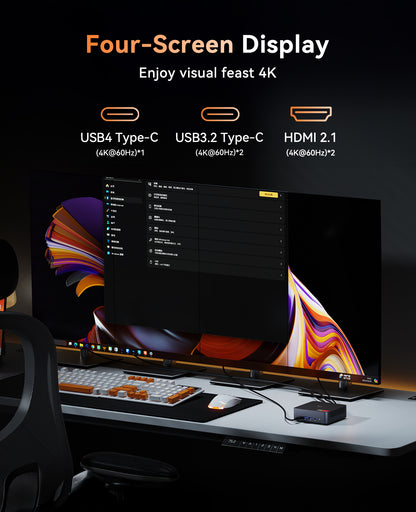KAMRUI Mini Gaming PC Dual LAN, AMD Ryzen 9 6900HX (up to 4.9 GHz), 16GB DDR5 4800 MHz 512GB M.2 NVMe PCIe SSD, Mini Desktop Computer with USB 4, DP, 2 HDMI 2.1, Gaming PC Supports Quad 4K Display