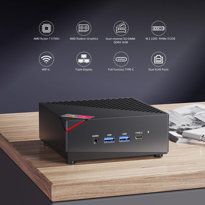 ACEMAGICIAN Mini PC AMD Ryzen 7 5700U, Dual Channel Mini Gaming PC 16GB DDR4 512GB SSD, Mini Computers Micro Desktop PC Support Windows 11/4K Triple Display/WiFi6/BT5.2/Gaming/Office/Home