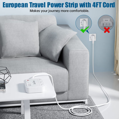 European Travel Plug Adapter with USB C