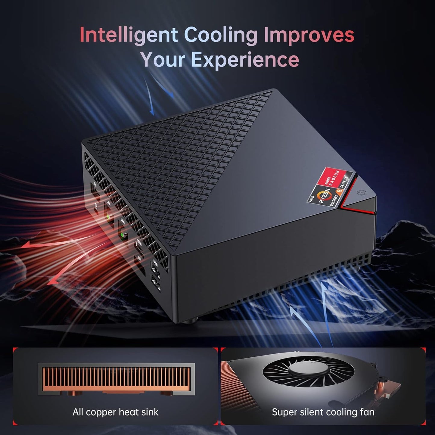 ACEMAGICIAN Mini PC AMD Ryzen 7 5700U, Dual Channel Mini Gaming PC 16GB DDR4 512GB SSD, Mini Computers Micro Desktop PC Support Windows 11/4K Triple Display/WiFi6/BT5.2/Gaming/Office/Home