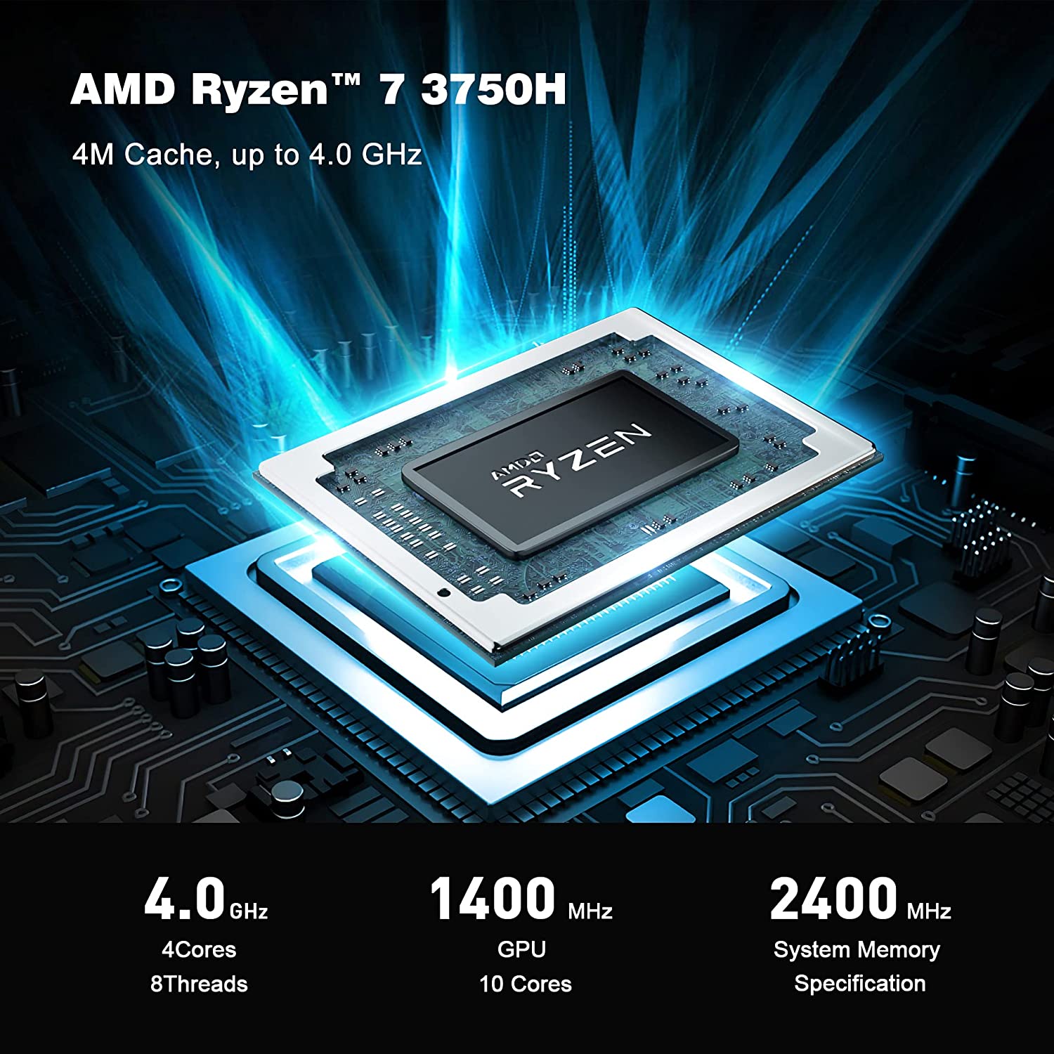  KAMRUI AMD Ryzen 7 3750H Mini PC,16GB RAM 512 GB SSD