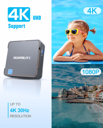 Mini Computer 8GB DDR3 128GB SSD Ιntel Celeron N3350(Up to 2.4GHz) Mini PC Desktop Computer equiped with Windows 10 Pro 4K HDMI Triple Display 2.4G/5G WiFi, BT 4.2, Gigabit Ethernet for Home Business