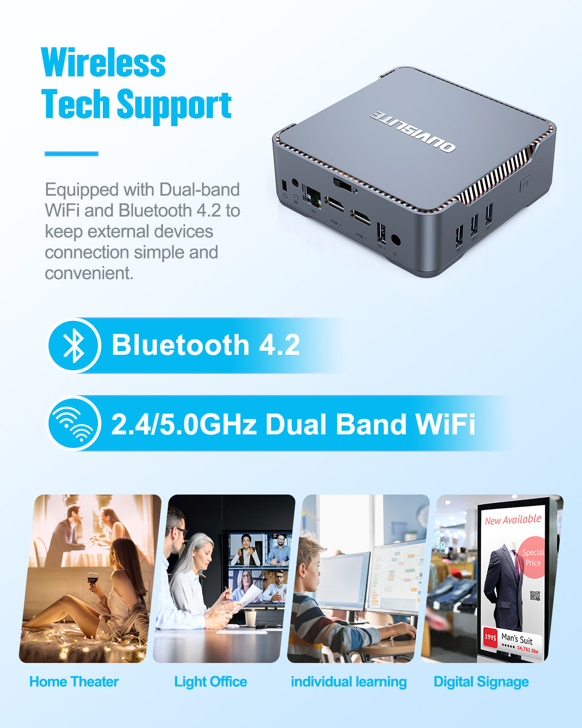 Mini Computer 8GB DDR3 128GB SSD Ιntel Celeron N3350(Up to 2.4GHz) Mini PC Desktop Computer equiped with Windows 10 Pro 4K HDMI Triple Display 2.4G/5G WiFi, BT 4.2, Gigabit Ethernet for Home Business
