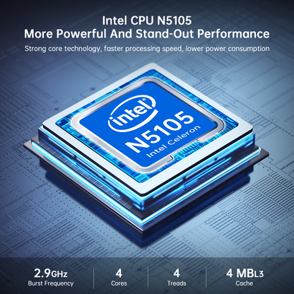 KAMRUI Mini PC Intel 11th Gen N5105(up to 2.9GHz) with Windows 11 Pro, 8GB DDR4 256GB SSD Small Desktop Computer, Support 2.5inch SSD Upgrade, 4K HD, Dual Display, 2.4/5G WiFi, Gigabit Ethernet, BT4.2