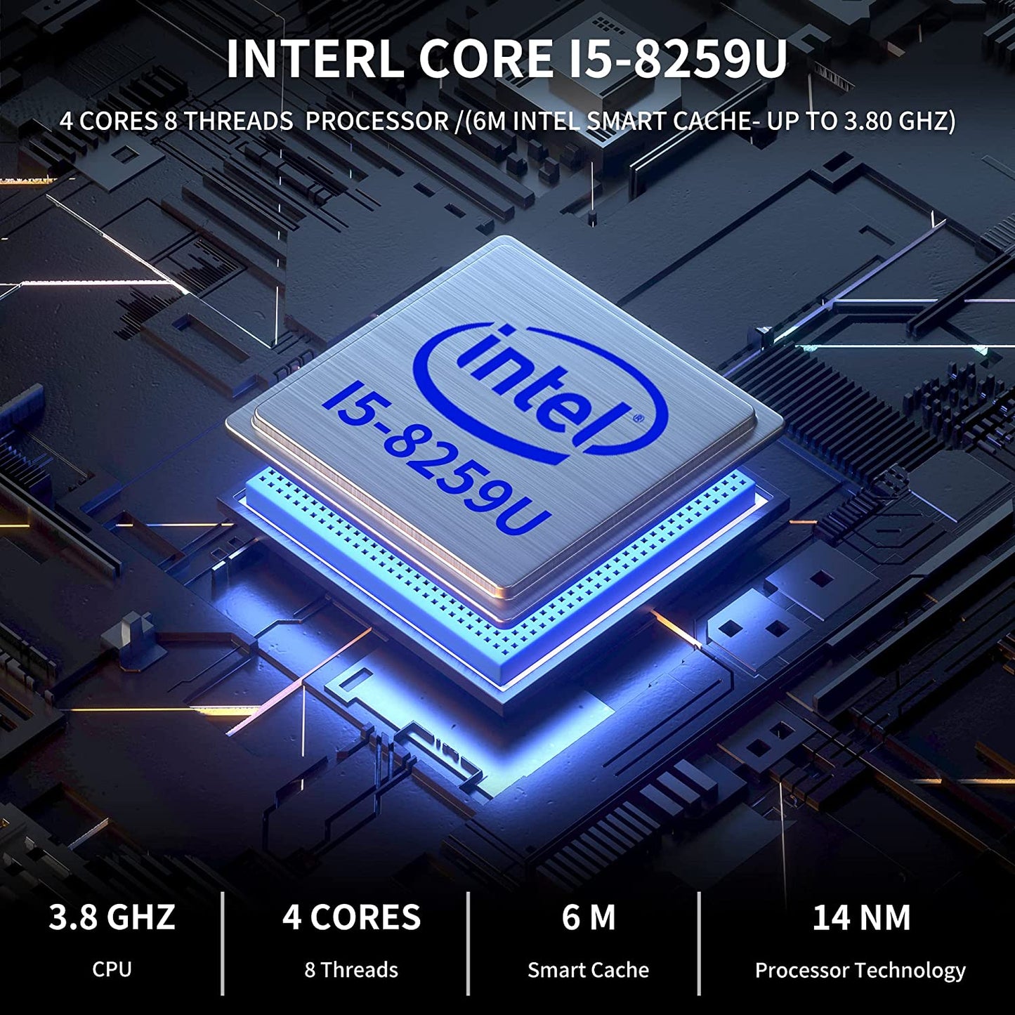 Mini PC, Intel I5-8259U (Up to 3.8 GHz), Mini Desktop Computer Windows 11 Pro,4C/8T,16GB Dual-Channel DDR4, 512GB M.2 SATA SSD (Up to 2TB), 4K UHD,Triple Display Output, WiFi 2.4G+5G,BT4.2