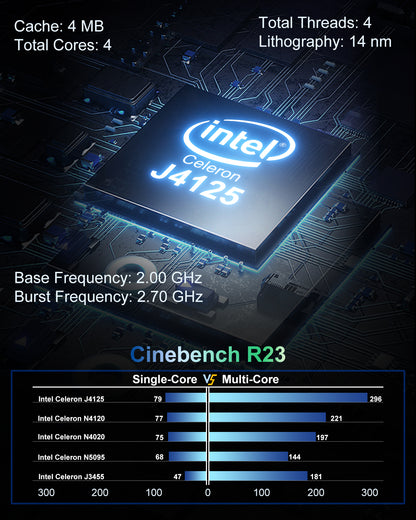 KAMRUI Mini PC Windows 11 Pro, Mini Desktop Computer Ιntel Celeron J4125(up to 2.7GHz),8GB RAM 256GB ROM Mini Computers Support Win 10 4K@60HZ,2.5-Inch SSD,2.4G+5G WiFi for Business Work Home