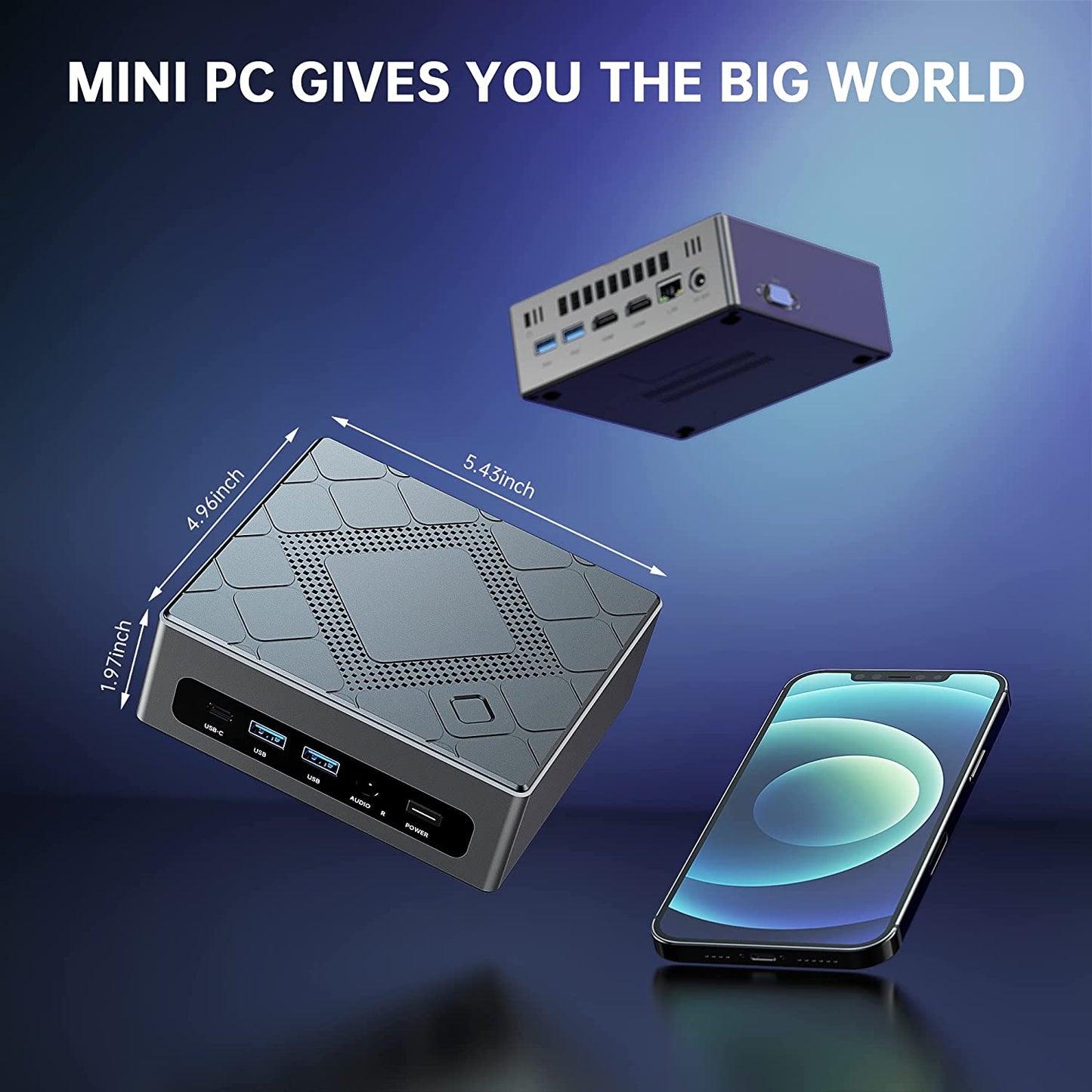 Mini PC Intel i7-10810U (up to 4.9 GHz) 16GB LPDDR4 512GB M.2 SSD Micro Desktop Computers, Windows 11 Pro Office PC, HDMIx2+VGA Triple Output 4K Type-C USB 3.0 Gigabit Ethernet iFi 5. Blurtooth 4.2