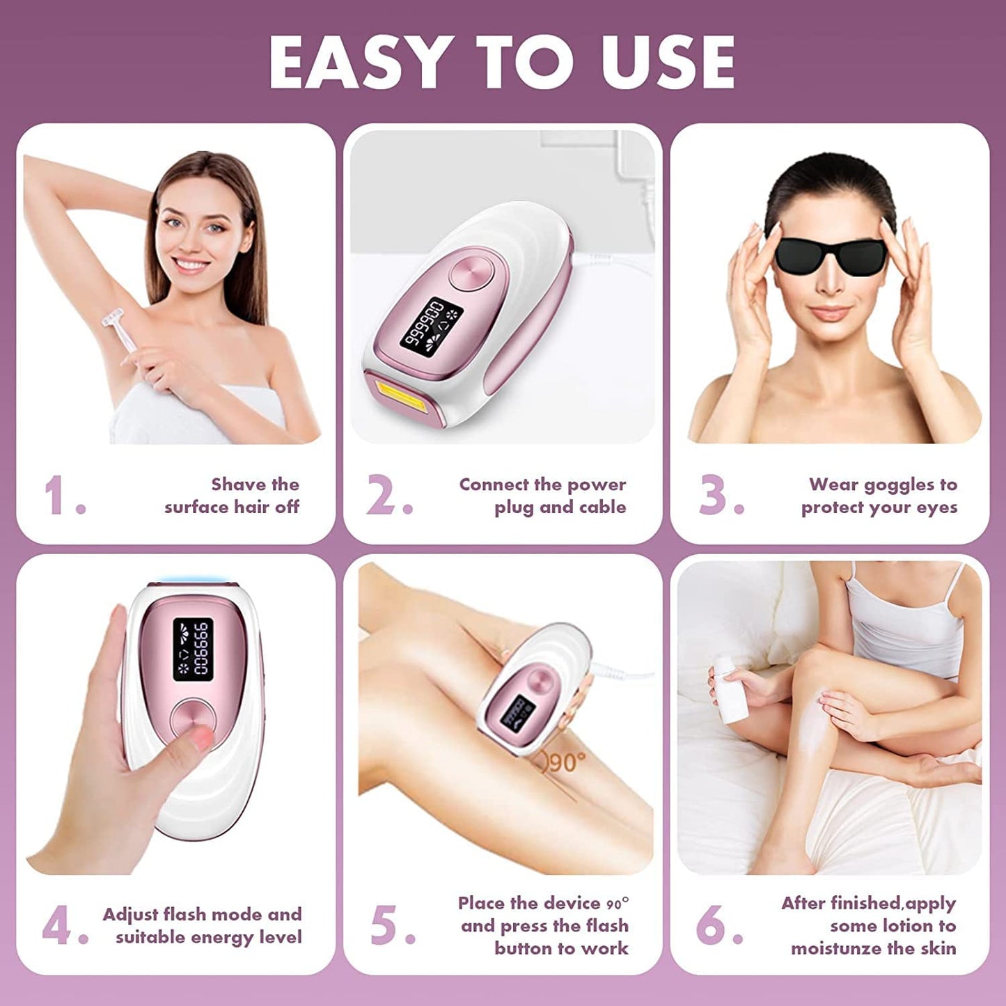 IPL Hair Removal System,999,000 Flashes,Ice Cooling Function,Permanent & Painless Laser Hair Remover,5 Energy,Manual & Auto Modes for Men and Women, Body, Face, Bikini Zone
