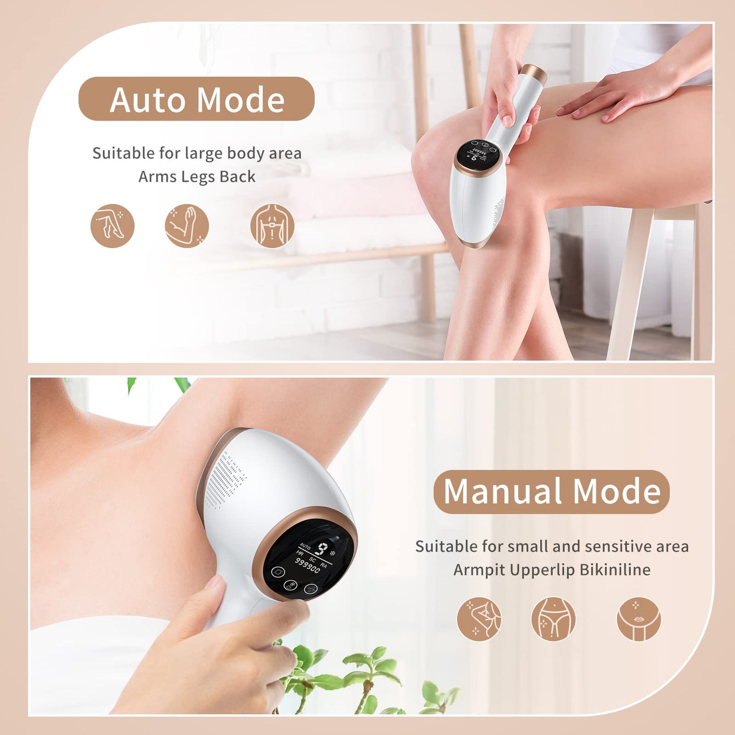 Laser Hair Removal for Women, Permanent At-Home IPL Hair Removal Device Painless with Ice Cooling Function Hair Remover Machine on Legs Armpits Back Arms Face Bikini Line